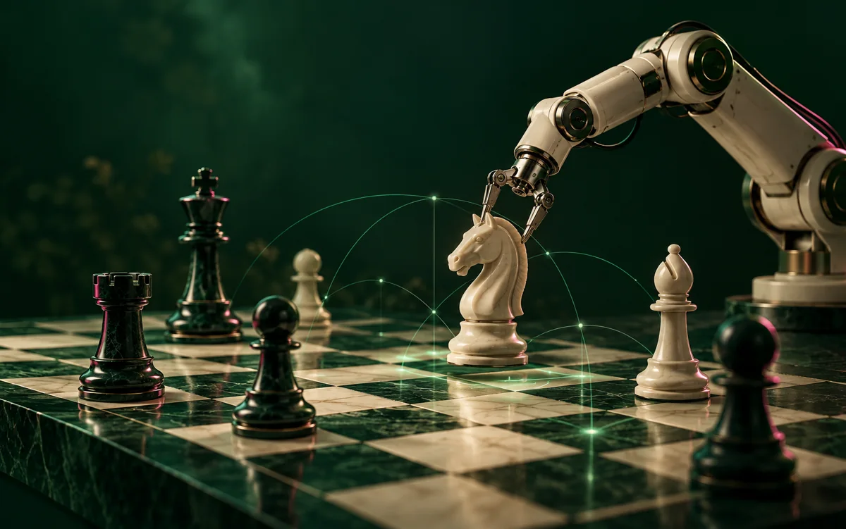 Robotik kol, satranç taşları ve strateji çizgilerini birleştiren Barida tasarımı